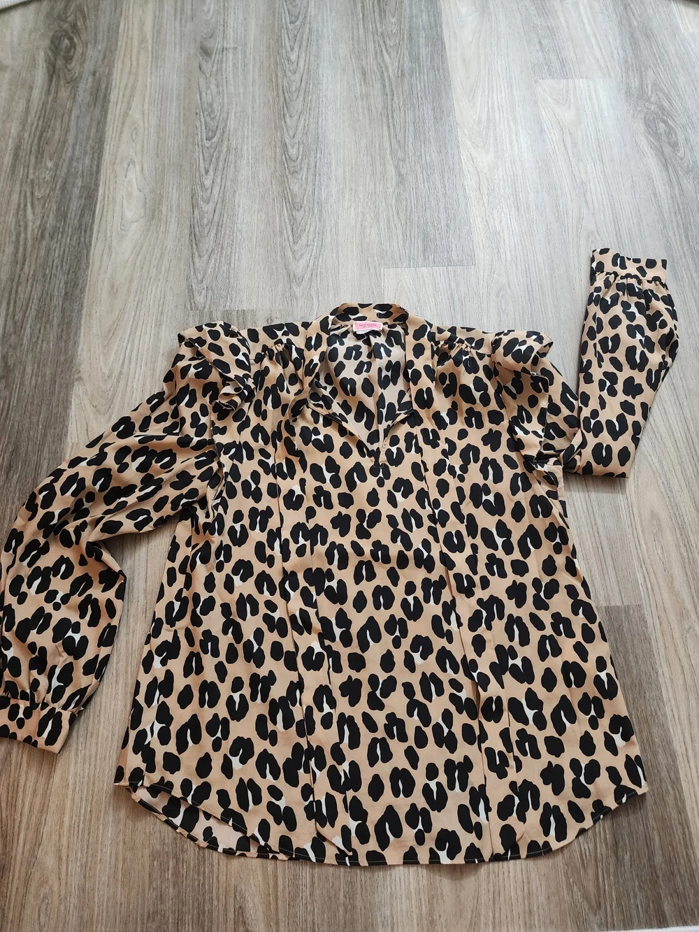 Kate Spade Leopard Print Pajama Top - Tan and Black